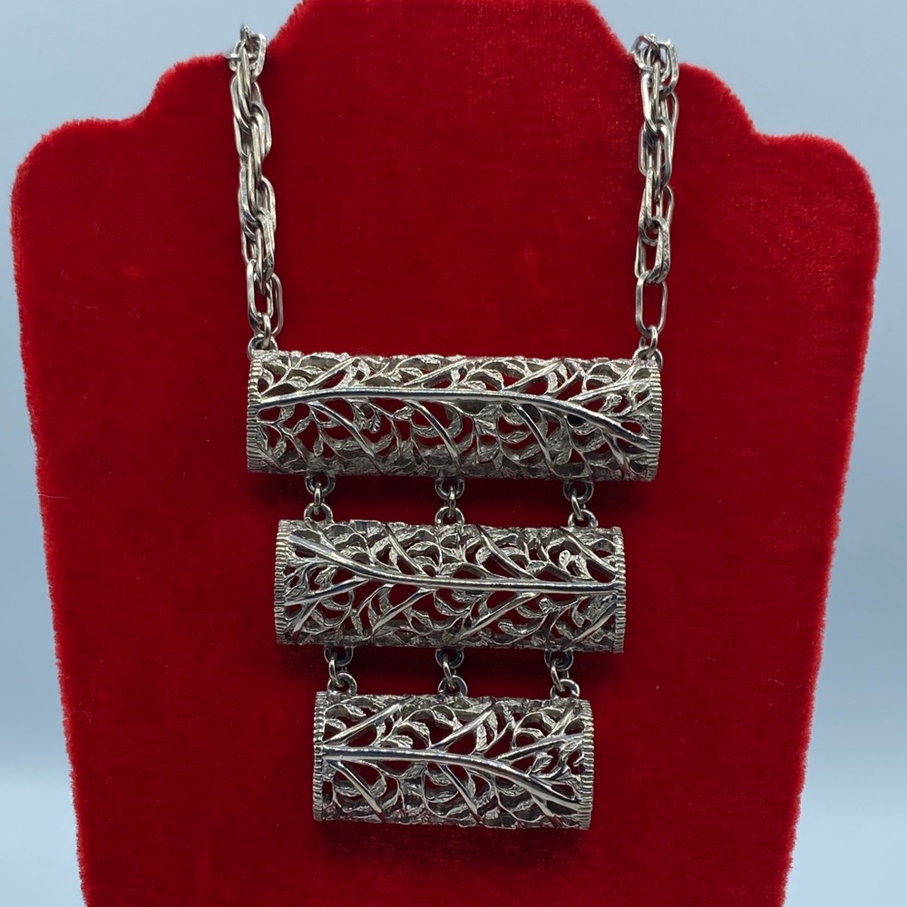 Vintage Lucien Piccard Silver Tone Statement Necklace